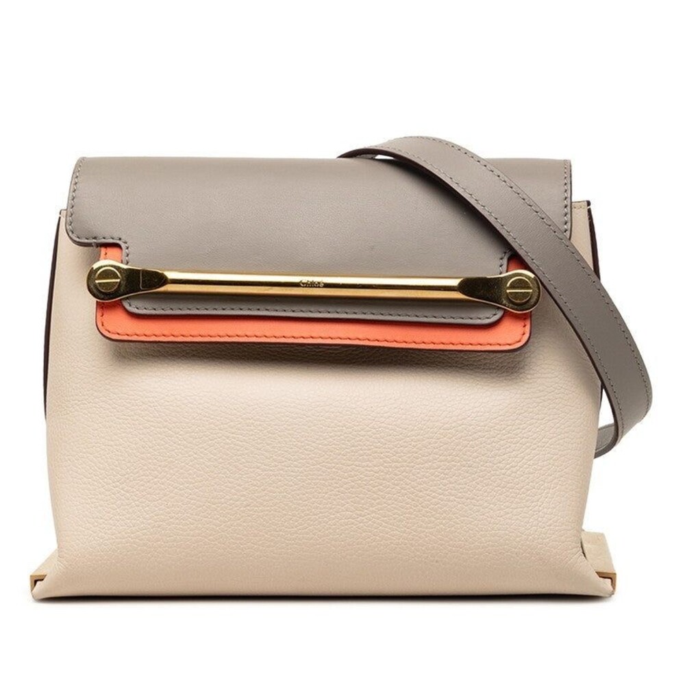 Chloe Leather Clare Chain Shoulder Bag Ecru